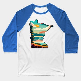 Minnesota State Nature Scene Graphic Baseball T-Shirt